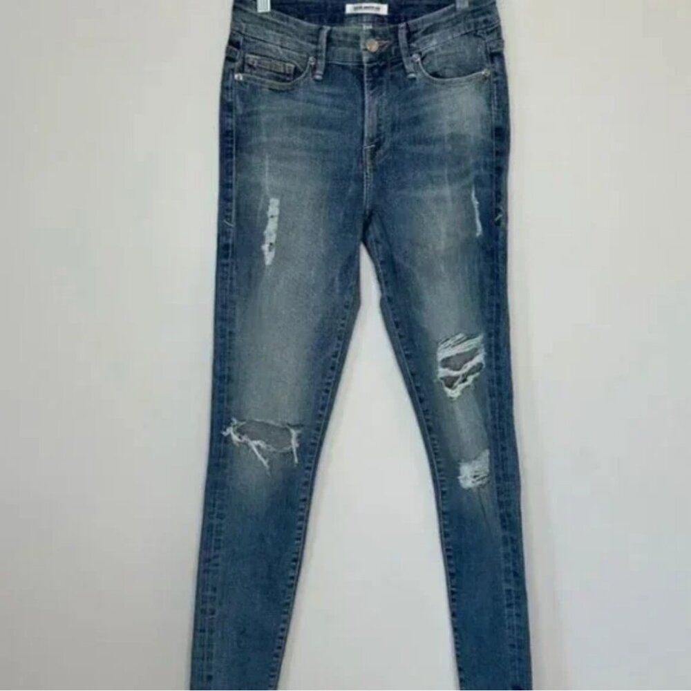 Good American Women's Good Legs Distressed Slim Straight Jeans Size 00/24